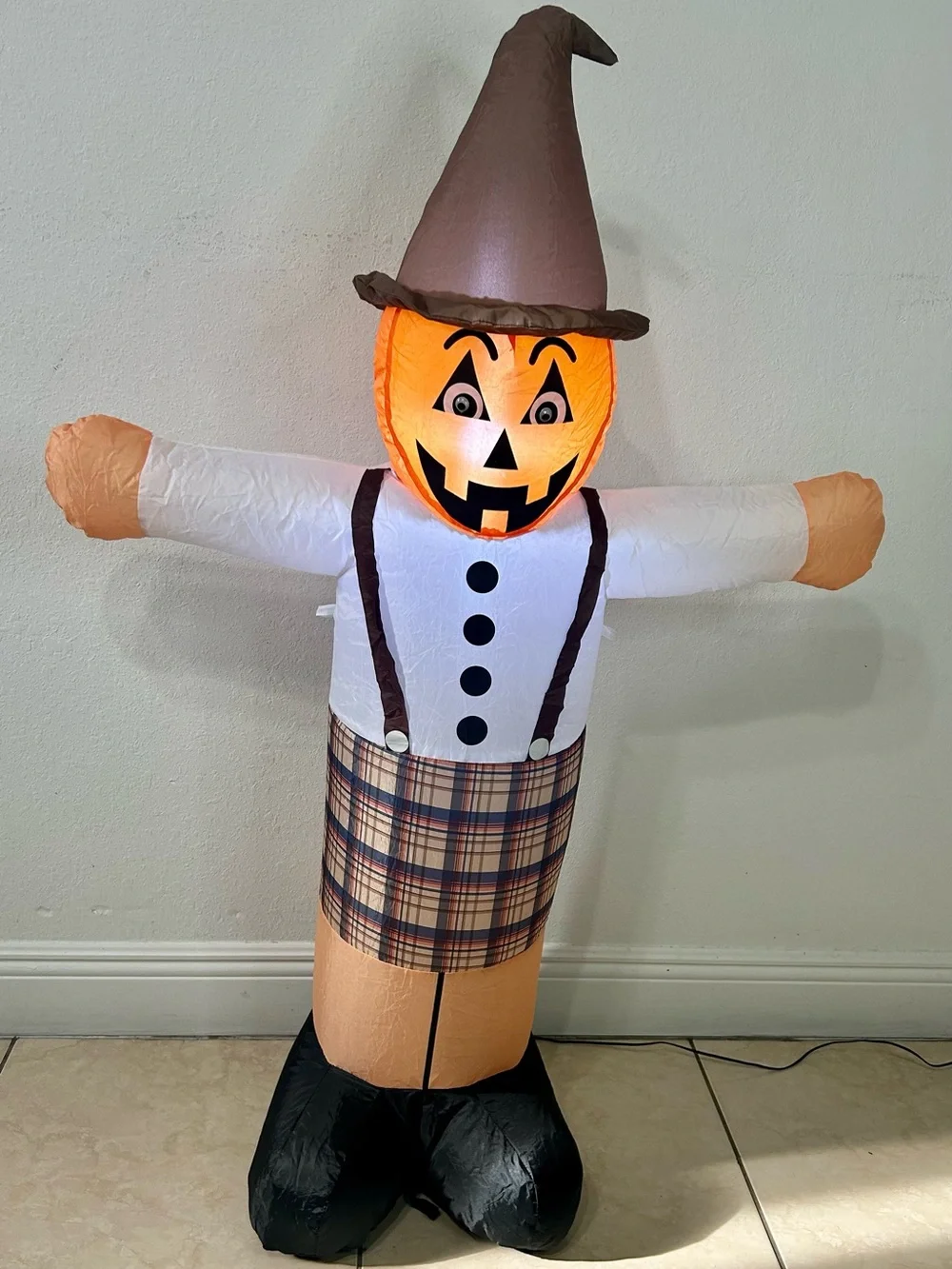 Huntington Home Orange Pumpkin Scarecrow Costume with Brown Hat
